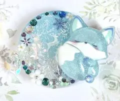 レジン ヘアゴム ハンドメイド デコ きつね 冬 クリスマス レジン ヘアゴム ハンドメイド デコ 冬 雪の結晶 きつね④ - メルカリ
