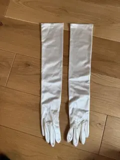 ホワイト サテン ウェディンググローブ 約50cm