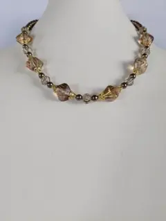 新作11月【ブラウンオーカー系シンプル一連ネックレス】ハンドメイド