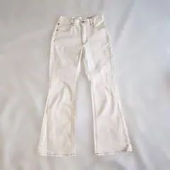 00s Y2K 韓国ファッション ホワイトデニム フレア 美脚 FACTOTUM