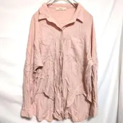 春カラー 薄手 長袖シャツ ピンク 海外 着回し 羽織り くすみ 海外 US