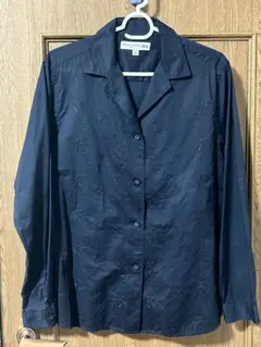 新品 UNIQLO イネス オープンカラー エンブロイダリー シャツ ネイビー
