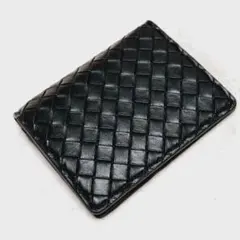 カードケース　免許証入れ　名刺入れ　マイナンバーカード入れ　黒色　編み込み風