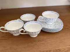 ノリタケ　青い花模様のティーカップ4個セット