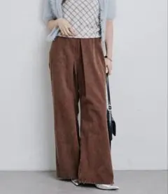 Kastane デニムタッグワイドパンツ