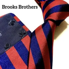 USA製 ブルックスブラザーズ シルク ネイビー×レッド ストライプ ネクタイ