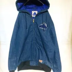 X-LARGE 刺繍 濃紺 インディゴ コットン ジャケット ゆるだぼ デニム風