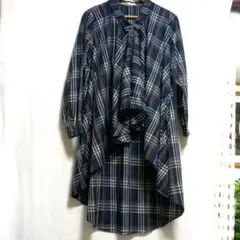 ヘルタースケルター　チェックロングシャツ　ボリュームラッセルフリルのサムネイル