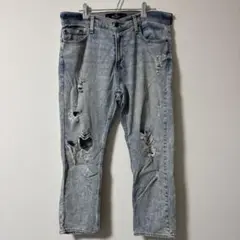 Hollister ダメージ加工 ライトブルーストレッチジーンズ W32 L30