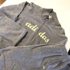 アディダス 筆記体ロゴ セットアップジャージ 上下セット 灰 L レディース