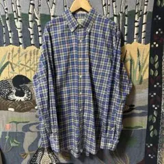 【美品】L.L.Bean ブルーチェック ボタンダウンシャツ 長袖
