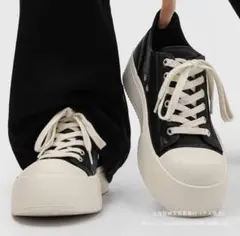 厚底ローカットスニーカー 黒/白