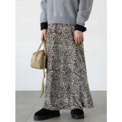 【タグ付き未使用】Lugnoncure アニマル柄楊柳ベロアスカート レオパード
