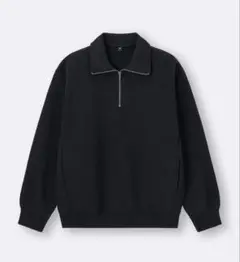 GUハーフジップ 黒 スウェット