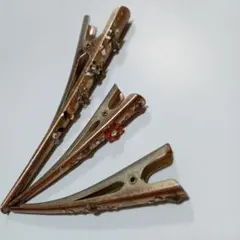 ゴールド ヘアクリップ(花と蝶) 3個セット(大１個・小２個)