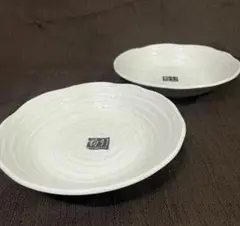 【未使用】 吉祥粉引 8.0寸 深皿 2枚 有古窯 23cm カレー皿 パスタ皿のサムネイル