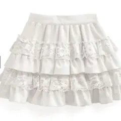 GRL インパン裏地付きレースフリルティアードミニスカート 白 Mサイズ