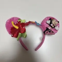 ディズニー　ミニー カチューシャ　ハイビスカス　夏　ピンク