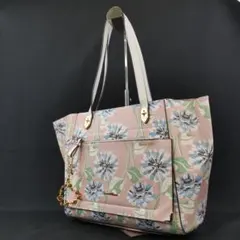 サマンサタバサ　PVC レザー　花柄　総柄　トート バッグ　ロゴ　さくら　ピンク
