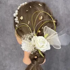成人式髪飾り　和装前撮り　振り袖　結婚式　卒業式　袴　パール　ドライフラワー