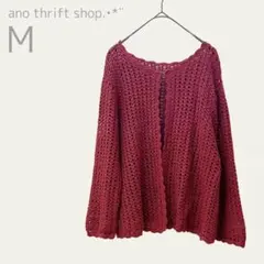 【ハンドメイド】ボレロ カーディガン レース編み クロシェ編み レッド 8部袖