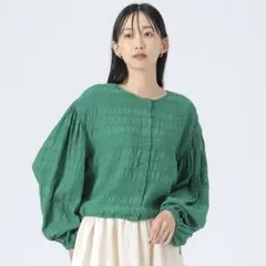 BEAMS HEART グリーン バルーンスリーブ シャツ Mのサムネイル