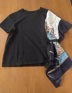 黒 半袖Tシャツ ベルト付き デザイン