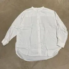 ベイフロー(Free size)麻ブレンドシャツ　バンドカラーシャツ　ホワイト
