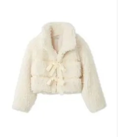 snidelリボンボアショートコート オフホワイト