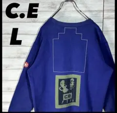 【C.E】バックプリントスウェット Lサイズ ブルー×グリーン シーイー