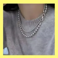 4WAY 大粒×小粒 2連パール風ネックレス（卒入園・セレモニー）