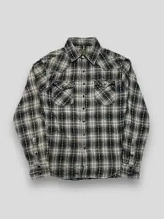 Bicol Bird　Jacquard ombre check shirt　M