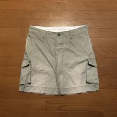 90s old adidas カーゴハーフパンツ W32 カーキ色 ボロ