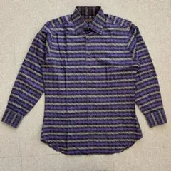 イタリア製 ETRO エトロ 長袖シャツ ブロックチェック 総柄 パープル 薄手のサムネイル