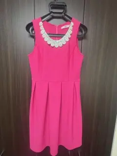 ピンク ノースリーブ Aラインワンピース