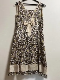 LANVIN 幾何学模様 ノースリーブワンピース 36のサムネイル