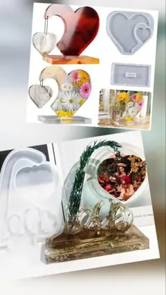 シリコン製レジンモールド 2点セット（ハート型＆スタンド型）