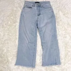 M234 【ユニクロ】 デニムパンツ ストレート ジーンズ カットオフ ポケット