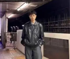 vintage レザージャケット　ショート丈　短丈 90s古着 深水光太　y2k