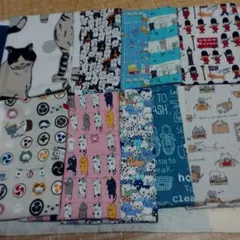 こばやし猫生地　縦50cm横25cm 10枚セット 柄変更不可