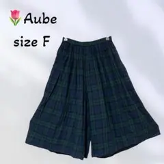 1720【Aube】ガウチョパンツ スーパーワイドフレアボトムス チェック柄 Ｆ