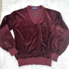BESTREE バーガンディ Vネック セーター M日本製✨ベルベット調