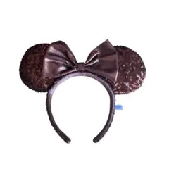 ディズニー ミニーマウスカチューシャ ブラウンリボン スパンコール