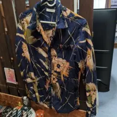 花柄 長袖シャツ ネイビー