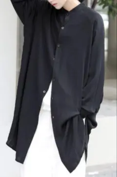 neos ルーズシルエット バンドカラー ロング丈 シャツ