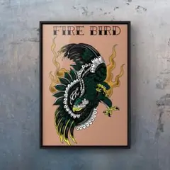 ★A4フレーム付き★オリジナル アートポスター EAGLE タトゥー 鷲