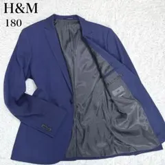 H&M テーラード ジャケット XL 紺 スリム 1B メンズ 美品　ネイビー