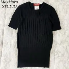 Max Mara STUDIO イタリア製　リブニット　サマーニット　半袖　黒のサムネイル