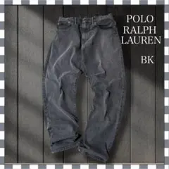 3518/ポロラルフローレン リラックスストレートブラックデニムパンツ36x32