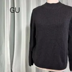 GU ブラック 長袖ニットセーター XL カジュアル ゆったりサイズ